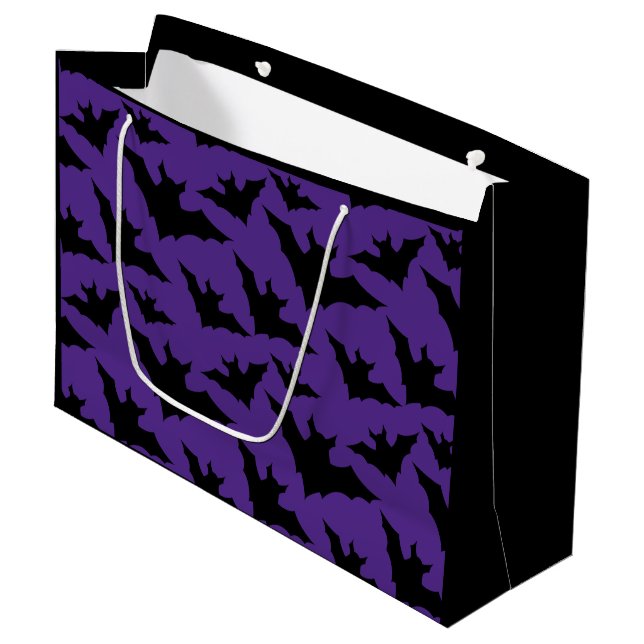 Grand Sac Cadeau Halloween chauves-souris violet cool éffrayant mot (Devant Angle)