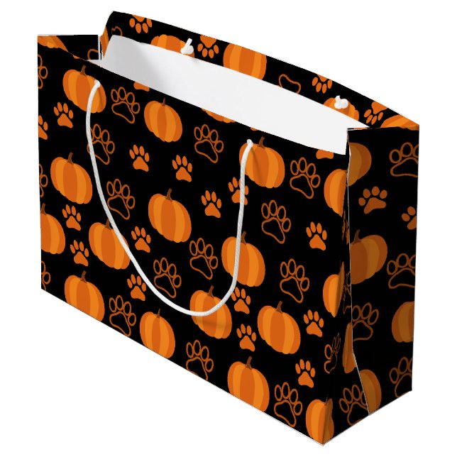 Grand Sac Cadeau Halloween citrouille et Paws (Dos Angle)