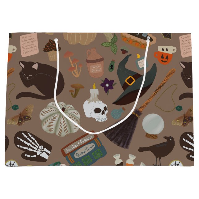Grand Sac Cadeau Halloween Cottagecore (Devant)