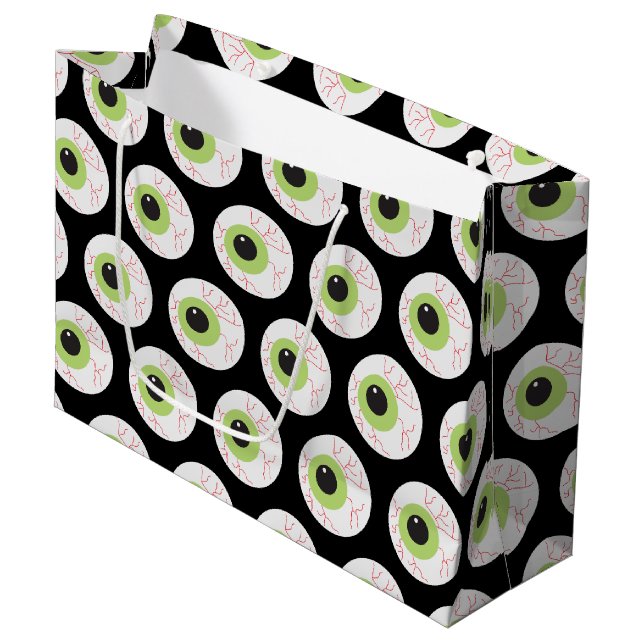 Grand Sac Cadeau Halloween Eyeball effrayant (Devant Angle)