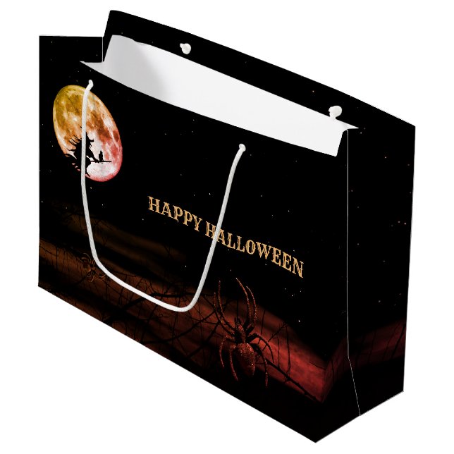 Grand Sac Cadeau Halloween fête Black Night Pleine lune effrayant (Devant Angle)