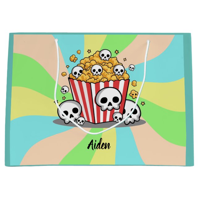 Grand Sac Cadeau Halloween motif fantaisie nom enfant Lollies (Devant)