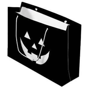Grand Sac Cadeau Halloween noir blanc Jack-o'-lantern effrayant tra