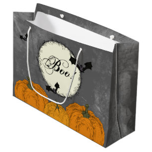 Grand Sac Cadeau Halloween noir et orange élégant
