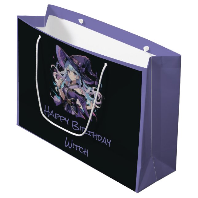 Grand Sac Cadeau Halloween/Sorcière/violet (Devant Angle)