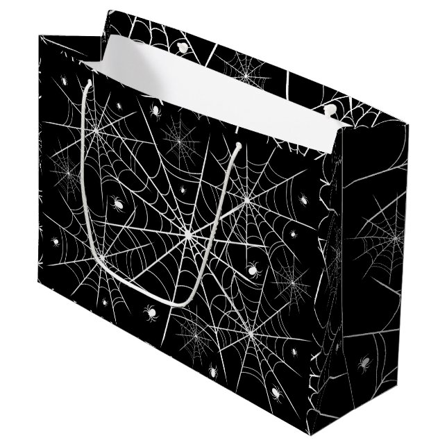 Grand Sac Cadeau Halloween Spider Web (Devant Angle)
