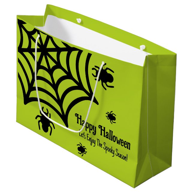 Grand Sac Cadeau Halloween Spiderweb personnalisé (Devant Angle)