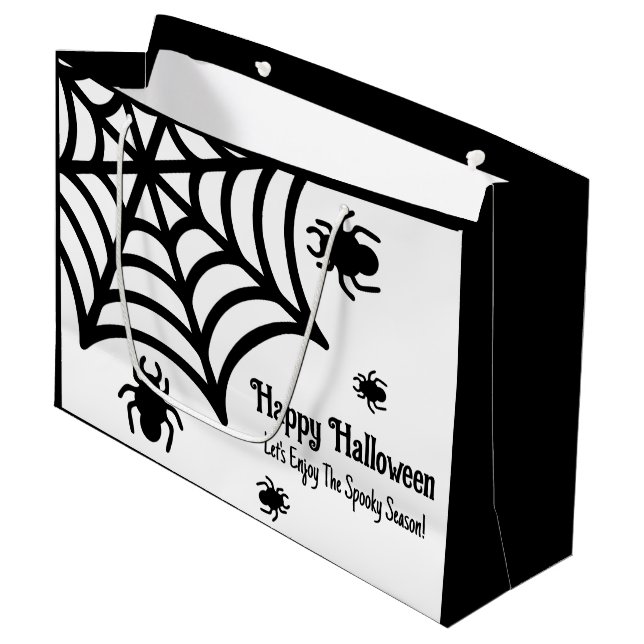 Grand Sac Cadeau Halloween Spiderweb personnalisé (Devant Angle)