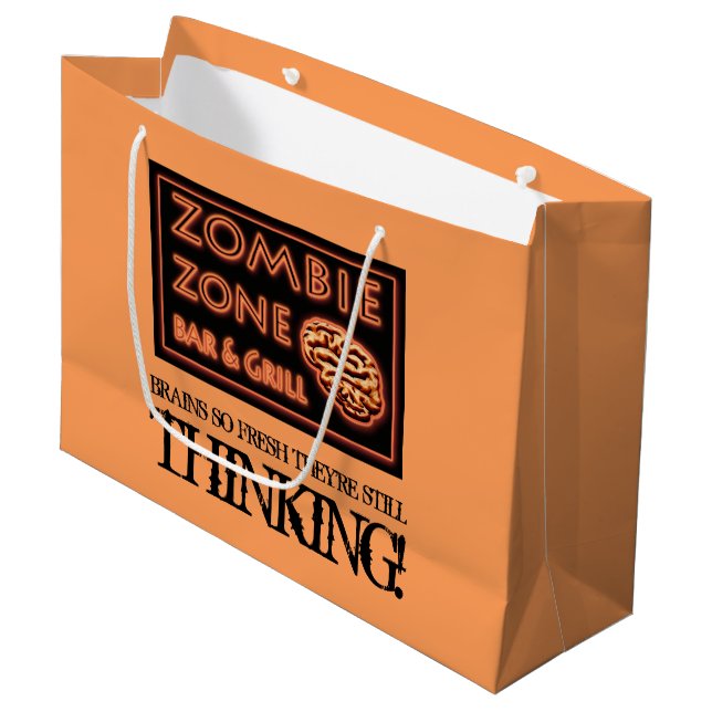 Grand Sac Cadeau Halloween Zombie Zone Aliments frais Brainz (Devant Angle)