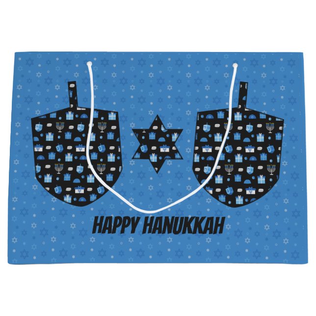 Grand Sac Cadeau Hanoukka Dreidel Cutout (Devant)