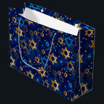 Grand Sac Cadeau Hanoukka Menorah Blue Star Juif<br><div class="desc">Hanoukka Menorah,  étoile bleue,  juif,  sac cadeau motif.</div>