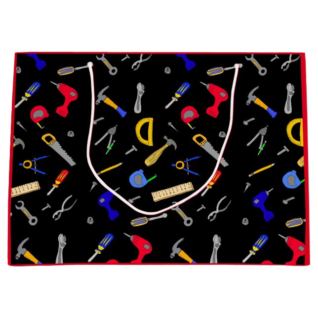 Grand Sac Cadeau Happy Birthday Boy's Tools Collage (Devant)