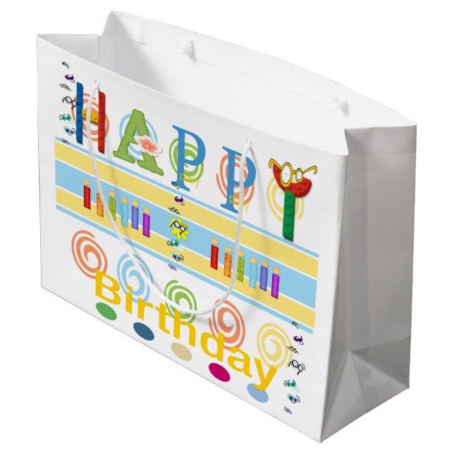 Grand Sac Cadeau Happy Birthday Venin Bag EyeGlasses (Dos Angle)