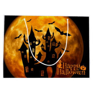 Grand Sac Cadeau Happy Halloween (Pleine lune)
