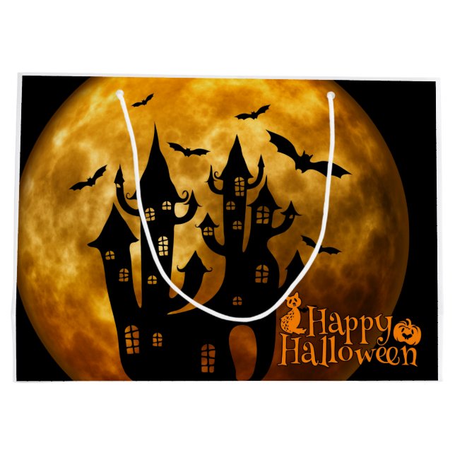 Grand Sac Cadeau Happy Halloween (Pleine lune) (Dos)