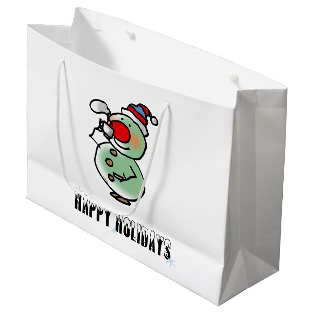 Grand Sac Cadeau Happy Holidays (funny snowman) (Devant Angle)