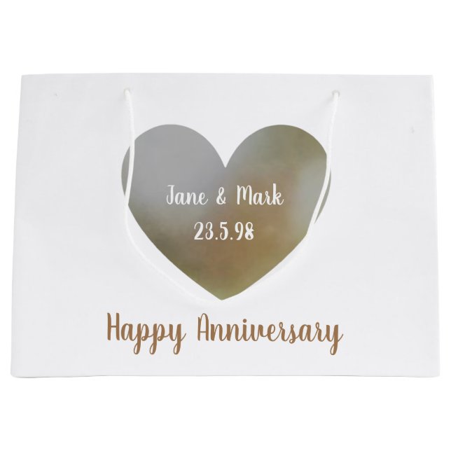 Grand Sac Cadeau Happy Mariage Anniversaire sac, perle en forme de  (Devant)