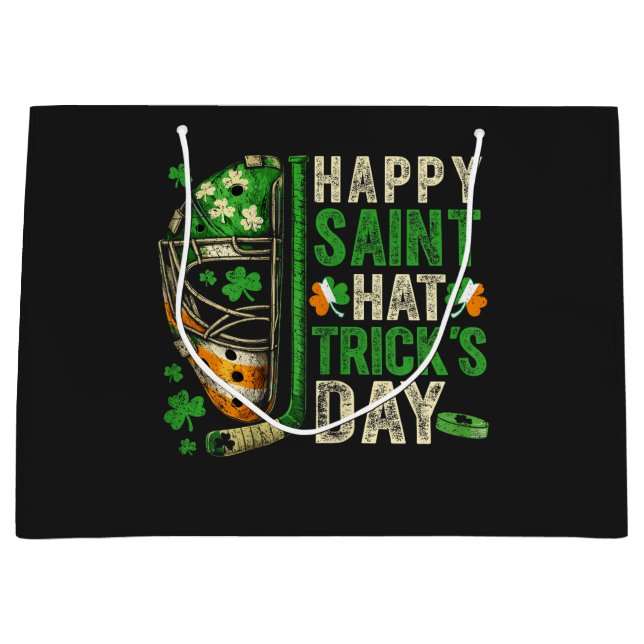 Grand Sac Cadeau Happy Saint Hat Trick Ice Hockey Player (Devant)