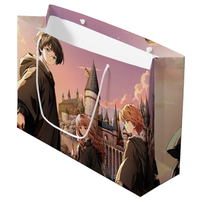 Grand Sac Cadeau HARRY POTTER™ Hermione & Ron HOGWARTS™ Scène d'Ani (Devant Angle)