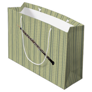 Grand Sac Cadeau Hautbois sur les rayures verticales vertes fines