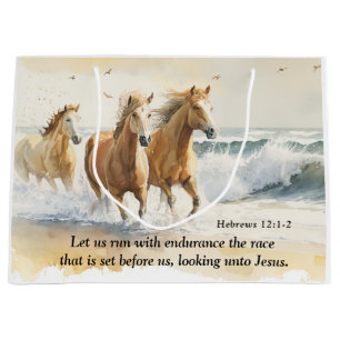 Grand Sac Cadeau Hébreux 12 1-2 Courir avec Endurance Bible Cheval