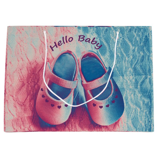 Grand Sac Cadeau Hello Baby - charmant (Devant)