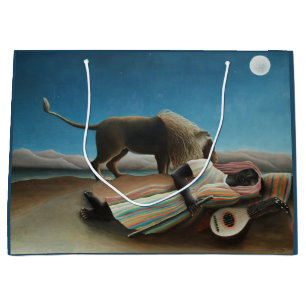 Grand Sac Cadeau Henri Rousseau Dormir Gitan Lion Peinture
