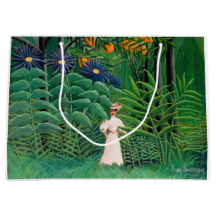 Grand Sac Cadeau Henri Rousseau - Femme marchant dans une forêt exo