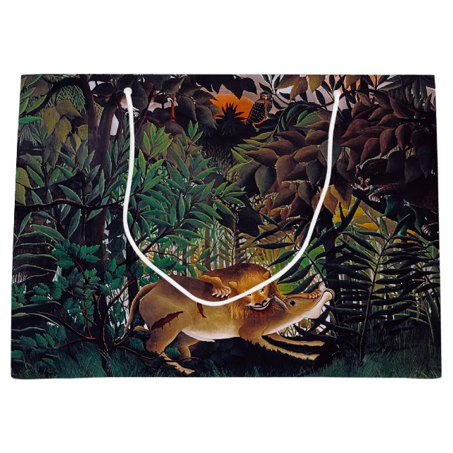 Grand Sac Cadeau Henri Rousseau - Le lion affamé (Devant)