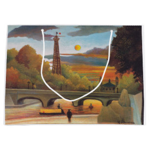 Grand Sac Cadeau Henri Rousseau - Seine et Tour Eiffel au coucher d