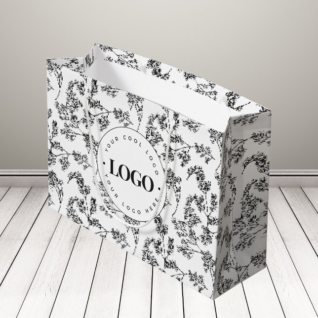 Grand Sac Cadeau Herbes Dessinées Feuillage Végétal Logo Personnali (Créateur téléchargé)