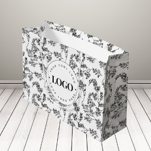 Grand Sac Cadeau Herbes dessinées Vert Botanique Ajouter Logo perso