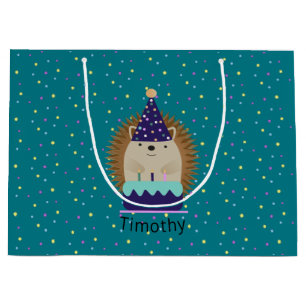 Grand Sac Cadeau Hérisson d'anniversaire mignon