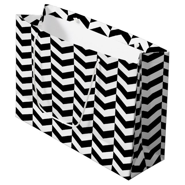 Grand Sac Cadeau Herringbone lunaire (Devant Angle)