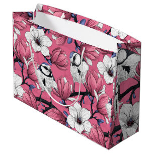Grand Sac Cadeau Heure du printemps en rose