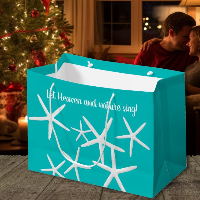 Grand Sac Cadeau Heure n Nature Starfish Beach Noël (Créateur téléchargé)