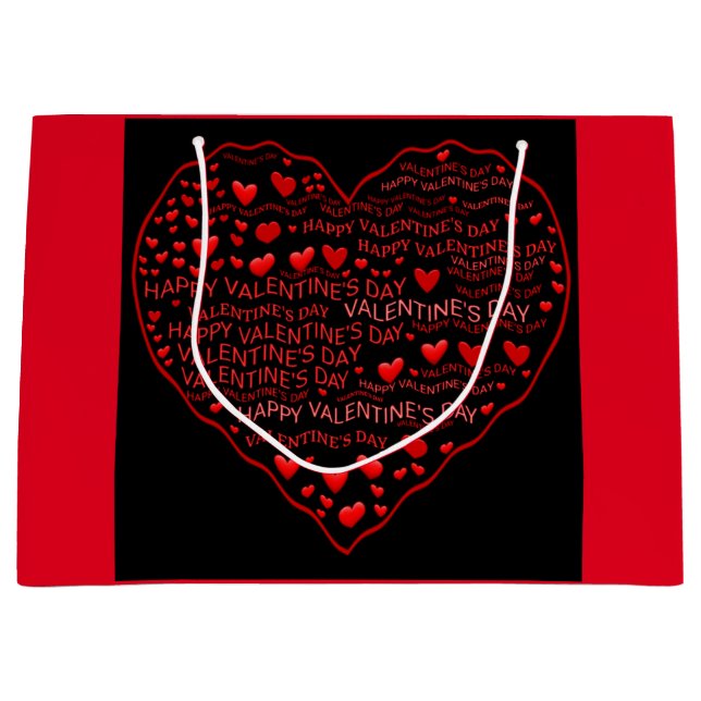 Grand Sac Cadeau  Heureuse Sainte-Valentin (Devant)