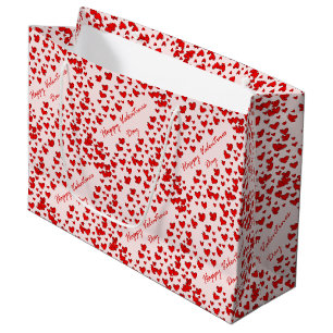 Grand Sac Cadeau Heureuse Sainte-Valentin Motif des Coeurs rouges m