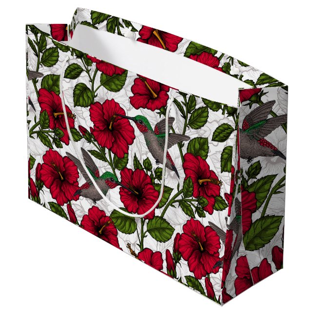 Grand Sac Cadeau Hibiscus et colibris (Dos Angle)
