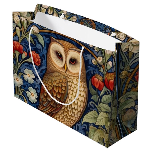 Grand Sac Cadeau Hibou dans le jardin style William Morris (Dos Angle)