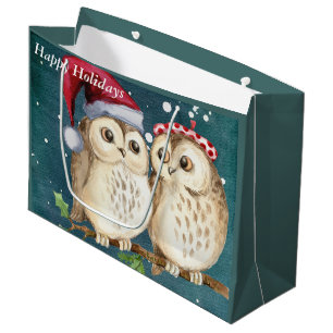 Grand Sac Cadeau Hiboux de vacances