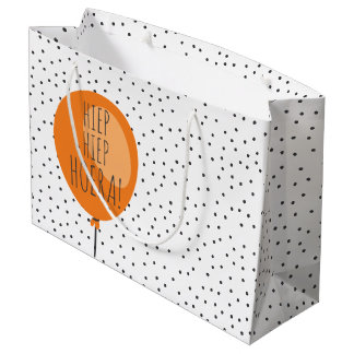 Grand Sac Cadeau Hiep Hiep Hoera Orange Balloon Néerlandais Anniver