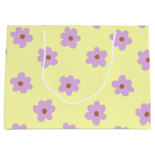 Grand Sac Cadeau Hippie Retro Purple Jaune Fleur Y2K Motif