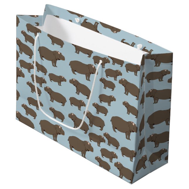 Grand Sac Cadeau Hippopotame Hippo Motif (Devant Angle)