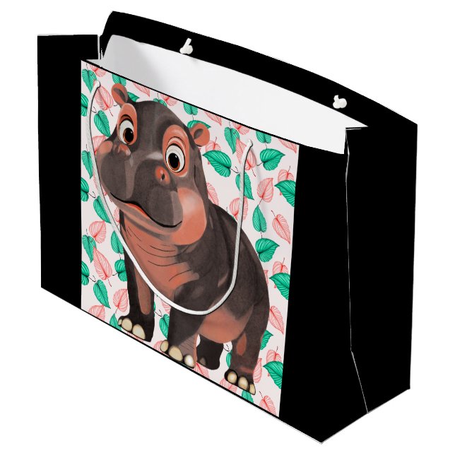 Grand Sac Cadeau Hippopotame Moo Deng (Dos Angle)