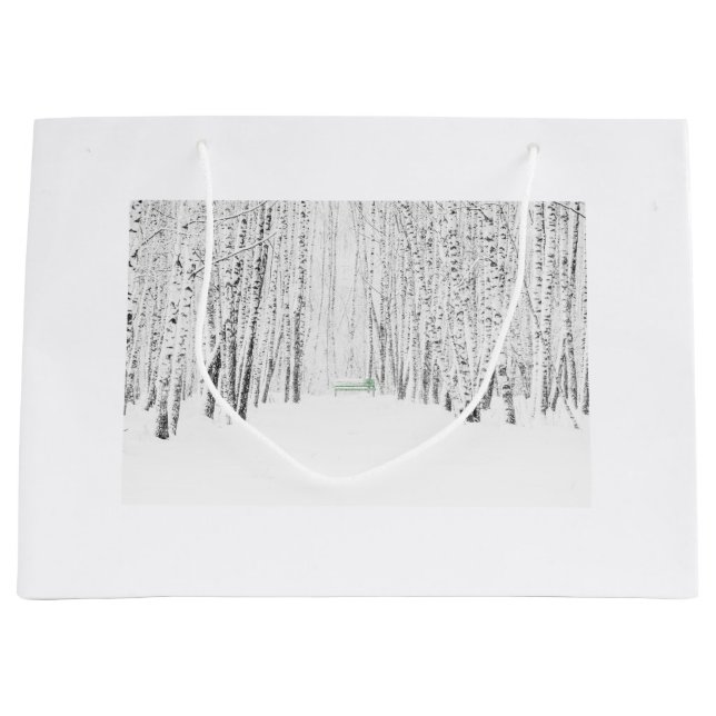 Grand Sac Cadeau Histoire de Noël blanche (Devant)