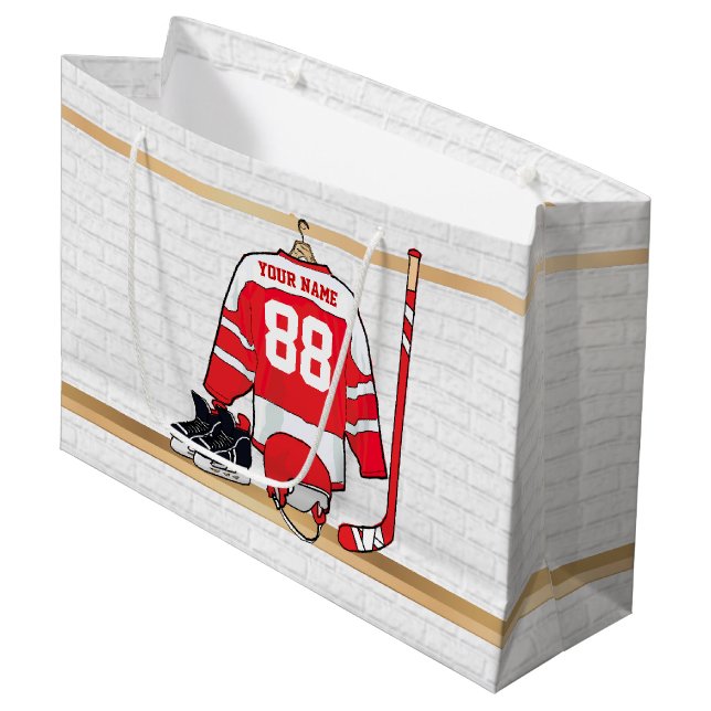 Grand Sac Cadeau Hockey sur glace du Jersey (Devant Angle)