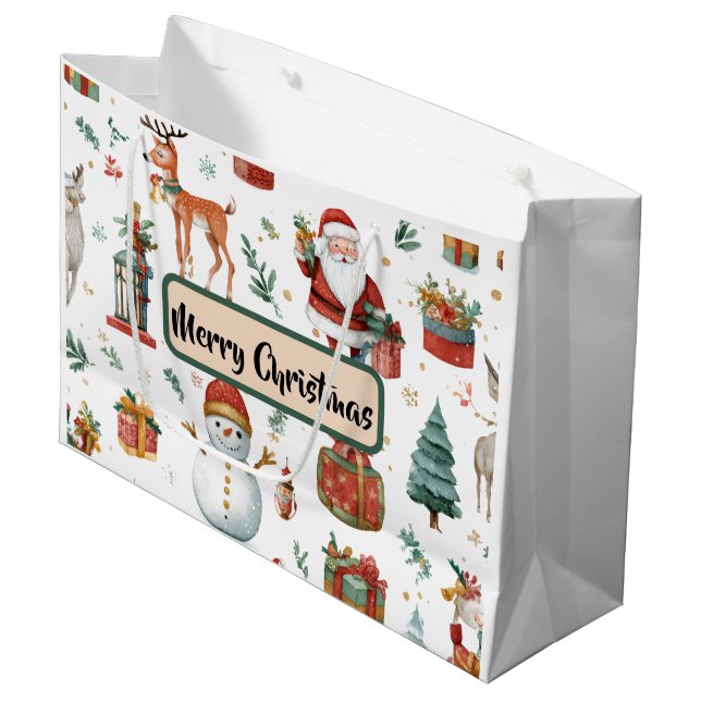 Grand Sac Cadeau Holiday Celebration Whimsical Gift Bag (Devant Angle)