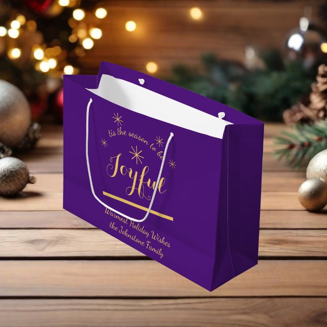 Grand Sac Cadeau Holiday Joy - 'C'est la saison d'être joyeux' viol (Spice things up with this gorgeous purple joy.)