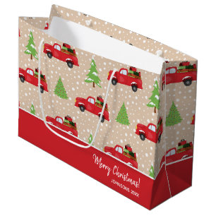 Grand Sac Cadeau Holiday Tree with Vintage Camion Merry Christmas